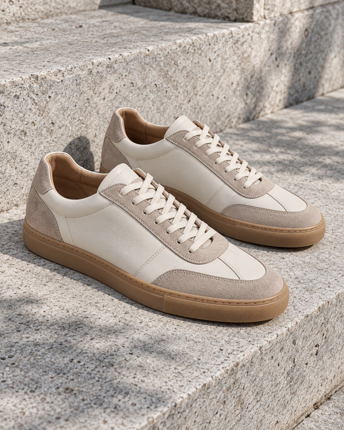 Sneakers bianche e taupe, immagine illustrativa